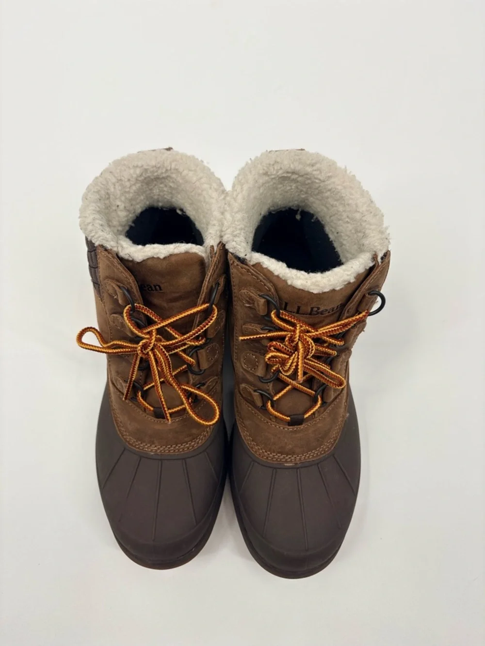 L.L.Bean Brown Duck Boots with Sherpa Lining Women's Storm Chaser Boots Lace-Up